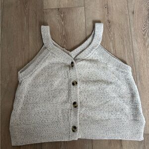 Women's Cream Button-Up Sweater Vest